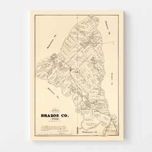 Vintage Map of Brazos County, Texas 1897