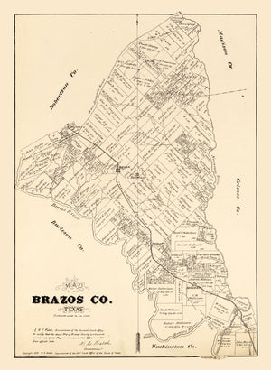 Vintage Map of Brazos County, Texas 1897