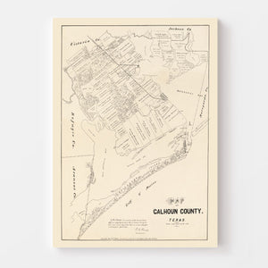 Vintage Map of Calhoun County, Texas 1879