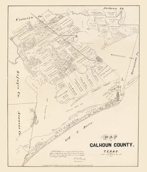 Vintage Map of Calhoun County, Texas 1879
