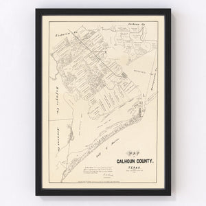Vintage Map of Calhoun County, Texas 1879