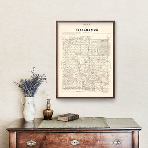 Vintage Map of Callahan County, Texas 1880