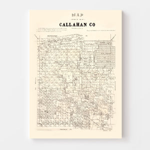 Vintage Map of Callahan County, Texas 1880