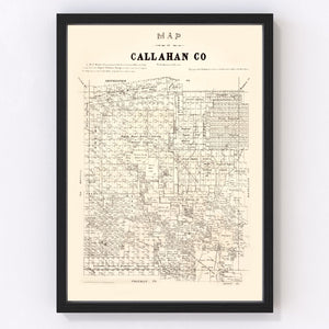 Vintage Map of Callahan County, Texas 1880