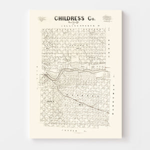 Vintage Map of Childress County, Texas 1891