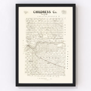 Vintage Map of Childress County, Texas 1891