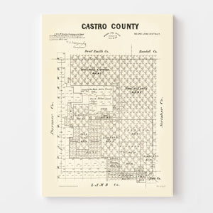 Vintage Map of Castro County, Texas 1891