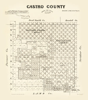 Vintage Map of Castro County, Texas 1891