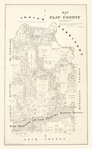 Vintage Map of Clay County, Texas 1879