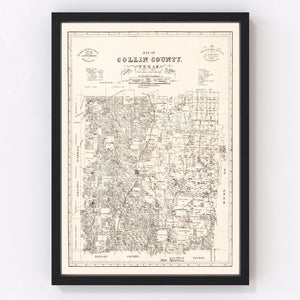 Vintage Map of Collin County, Texas 1881