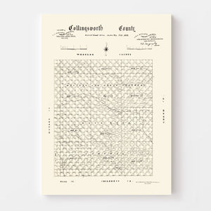 Vintage Map of Collingsworth County, Texas 1892