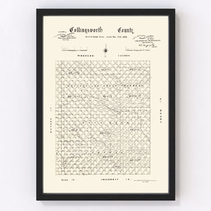 Vintage Map of Collingsworth County, Texas 1892