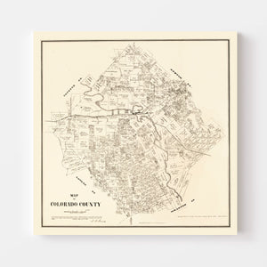 Vintage Map of Colorado County, Texas 1880