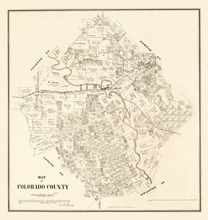 Vintage Map of Colorado County, Texas 1880