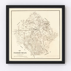 Vintage Map of Colorado County, Texas 1880