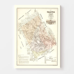 Vintage Map of Comanche County, Texas 1876