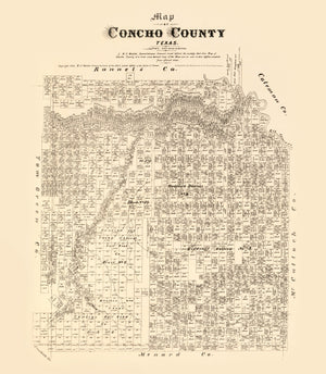Vintage Map of Concho County, Texas 1879