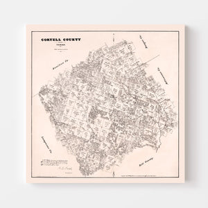 Vintage Map of Coryell County, Texas 1879