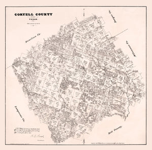 Vintage Map of Coryell County, Texas 1879