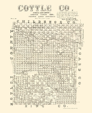 Vintage Map of Cottle County, Texas 1891