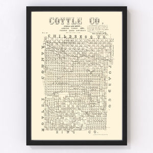 Vintage Map of Cottle County, Texas 1891