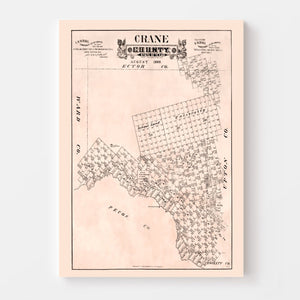Vintage Map of Crane County, Texas 1888