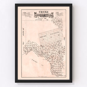Vintage Map of Crane County, Texas 1888