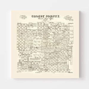 Vintage Map of Crosby County, Texas 1892