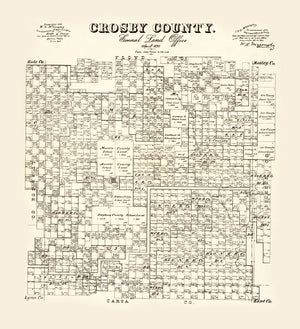 Vintage Map of Crosby County, Texas 1892