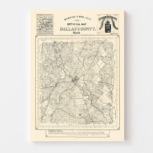 Vintage Map of Dallas County, Texas 1886