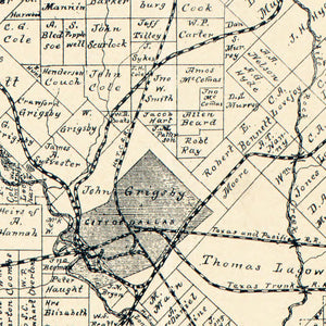 Vintage Map of Dallas County, Texas 1886