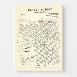 Vintage Map of Dawson County, Texas 1892