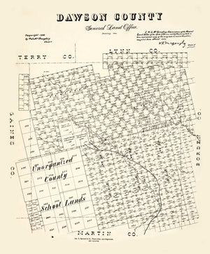 Vintage Map of Dawson County, Texas 1892