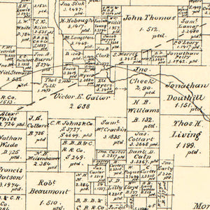 Vintage Map of Denton County, Texas 1879