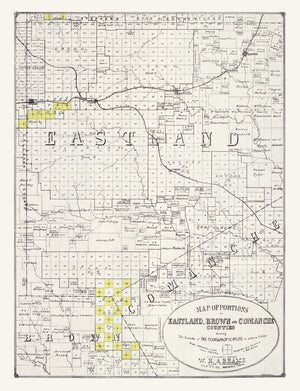 Vintage Map of Eastland County, Texas 1890