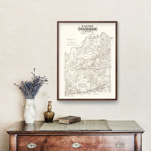 Vintage Map of Fannin County, Texas 1870