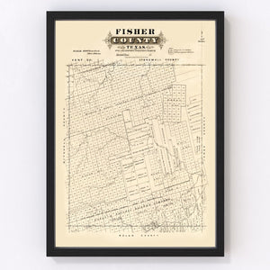 Vintage Map of Fisher County, Texas 1870