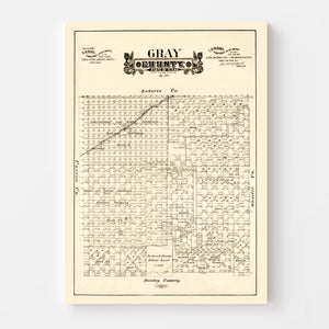 Vintage Map of Gray County, Texas 1888
