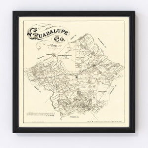 Vintage Map of Guadalupe County, Texas 1880