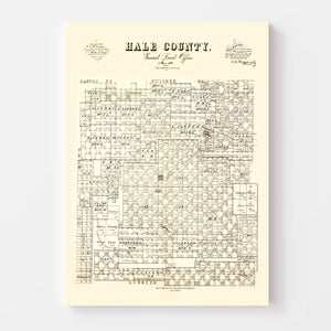 Vintage Map of Hale County, Texas 1892