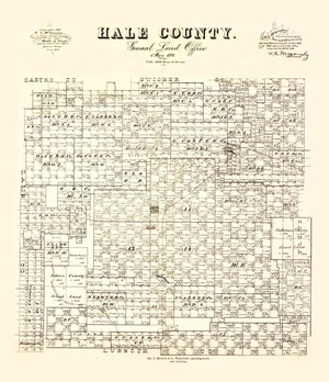 Vintage Map of Hale County, Texas 1892