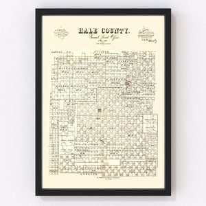 Vintage Map of Hale County, Texas 1892