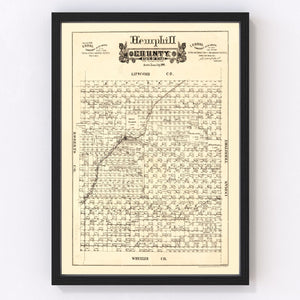 Vintage Map of Hemphill County, Texas 1888