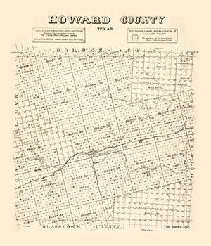 Vintage Map of Howard County, Texas 1890