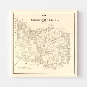 Vintage Map of Harrison County, Texas 1879