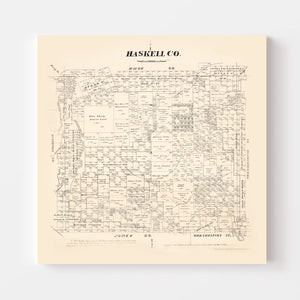 Vintage Map of Haskell County, Texas 1879