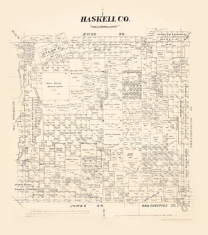 Vintage Map of Haskell County, Texas 1879