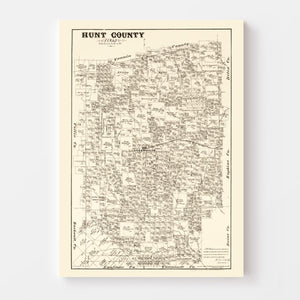 Vintage Map of Hunt County, Texas 1879
