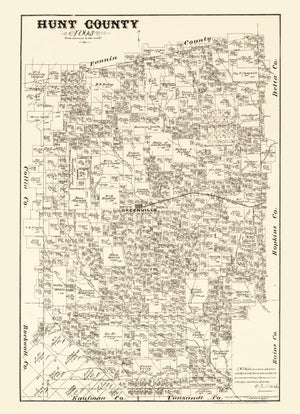 Vintage Map of Hunt County, Texas 1879