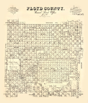 Vintage Map of Floyd County, Texas 1892